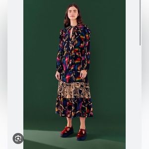 Farm Rio Black Macaws Flight Ankle Dress